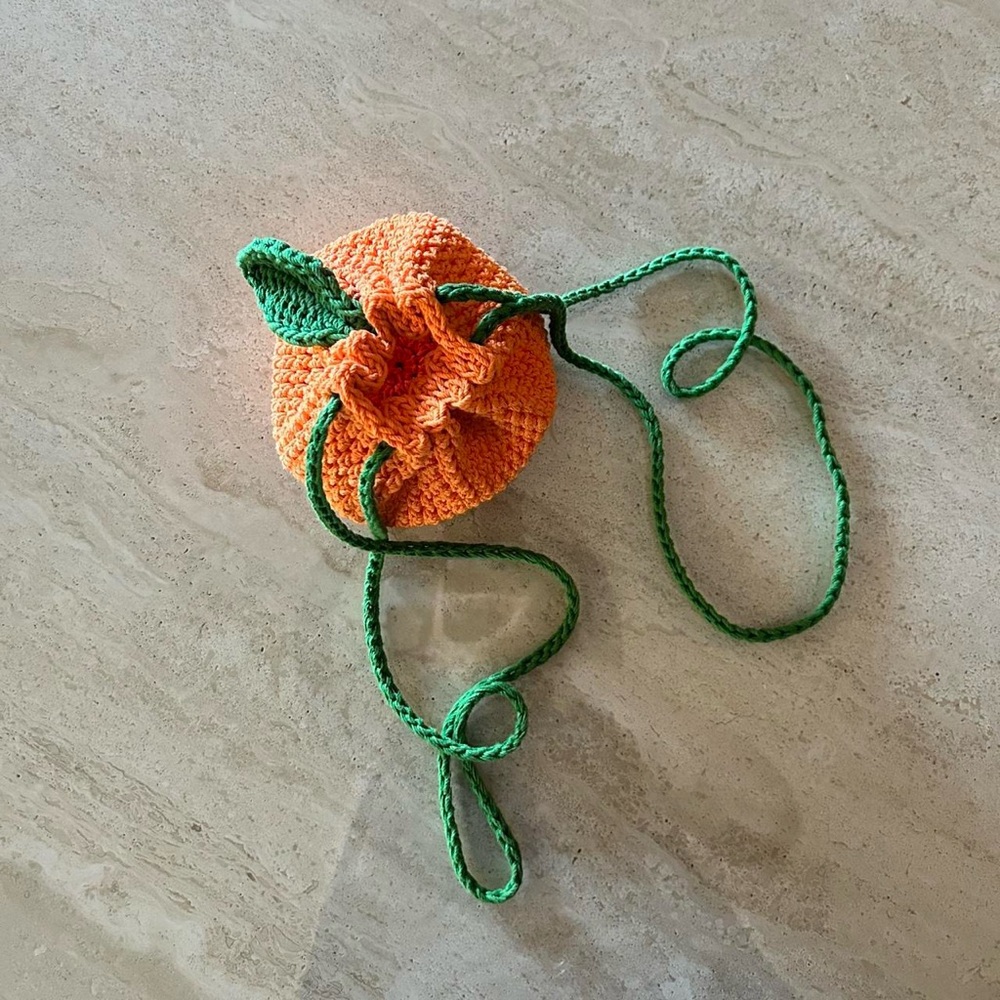 Orange Macrame Crochet Shoulder Bag